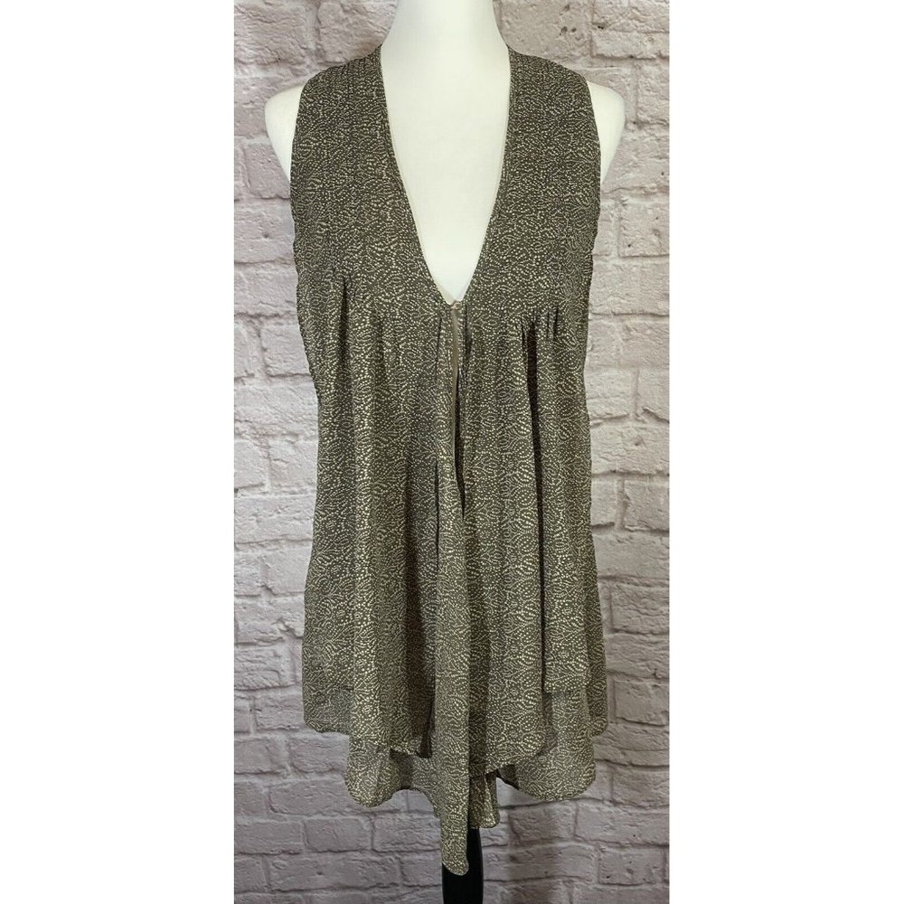 CAbi Style 365 Sheer Printed Cascading Cardigan Vest Tunic Top Layering XS 9031